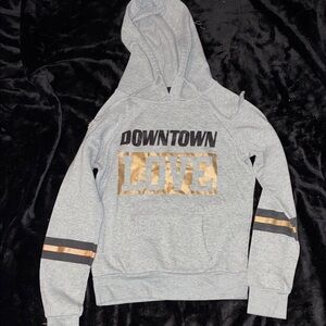 Love Gray Hoodie with Gold and Black Accents
